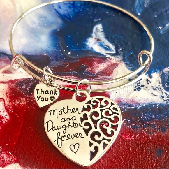 Jewelry - Mother Daughter Carved Heart Adjustable Bracelet